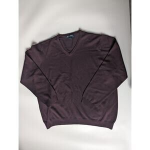 Brooks Brothers Sweater V Neck Pullover Men's XL Maroon Merino Wool Blend
